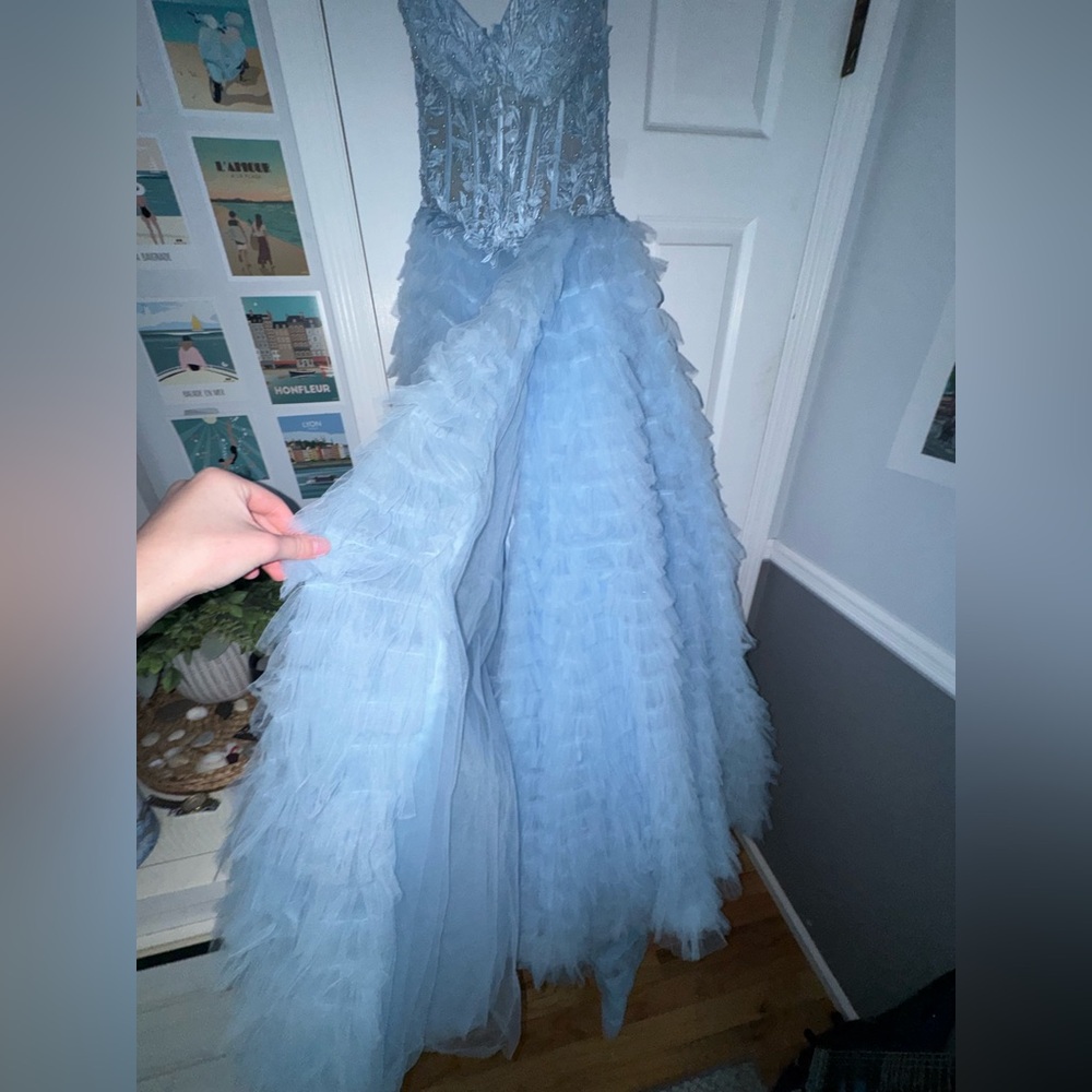 Sherri Hill Light Blue Prom Dress - Picture 3 of 11